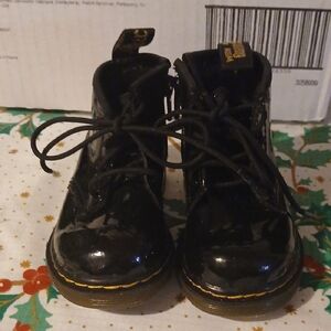 Dr. Martens Kids Black Boots with Gold Accents